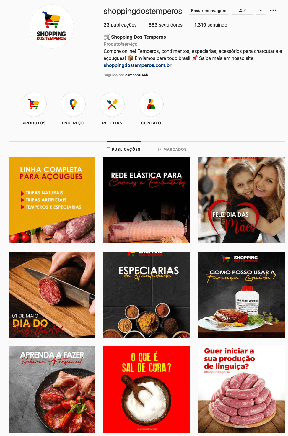 Portfólio social Shopping Temperos