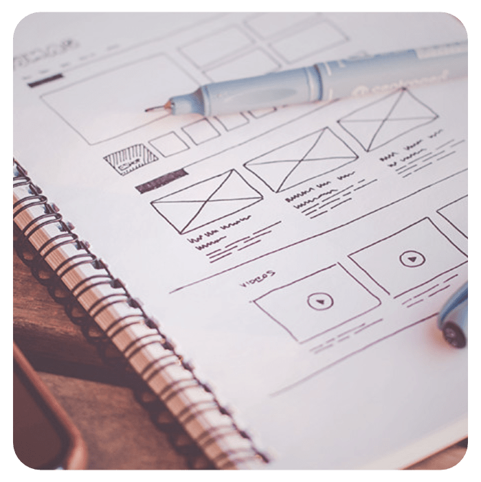 Desenho de protótipo para planejamento de site